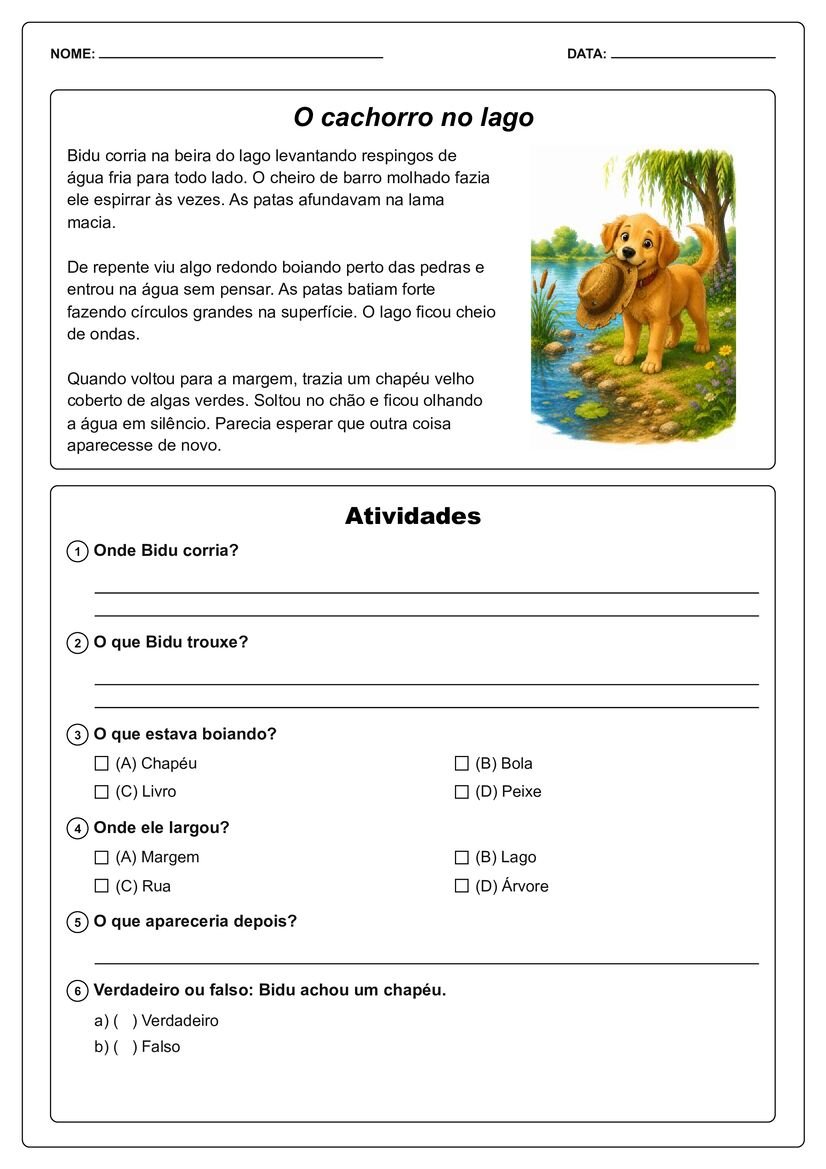 Pequenos textos ilustrados com interpretação recurso educacional página 16